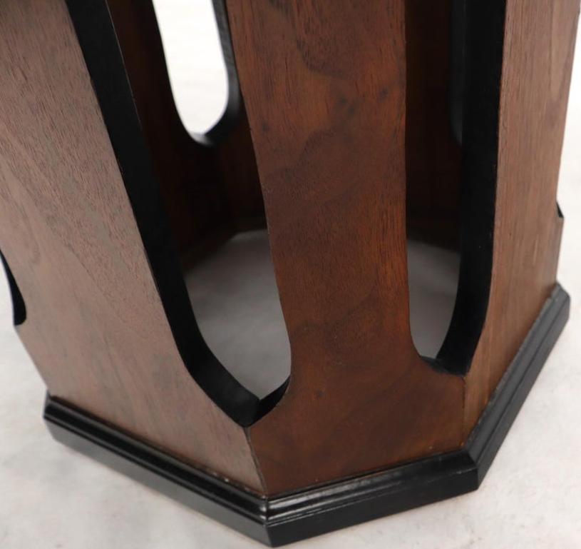 Octagon Terrazzo Top Walnut Base Side Occasional End Table Stand
