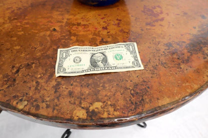 Hammered Coper Top Wrought Iron Base Round Dining Dinette Cafe Table