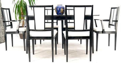 Cerused Ebonized Walnut Dining Room Table 6 Chairs Set w/ Two Extension Boards