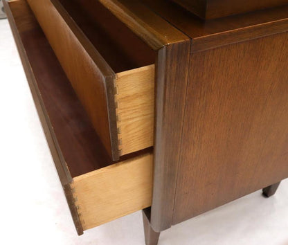 Diamond Front Walnut Mid-Century Modern Double High Chest Dresser
