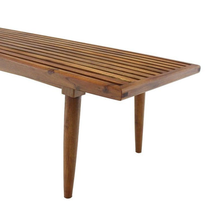 Solid Oiled Slat Wood Bench