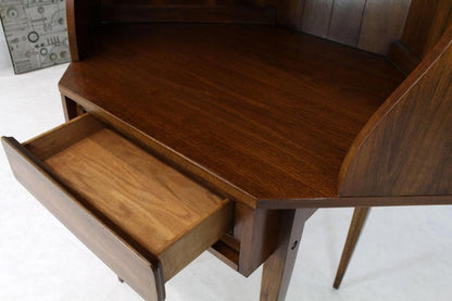 Two-Piece Walnut Corner Desk Table Bookcase Hutch