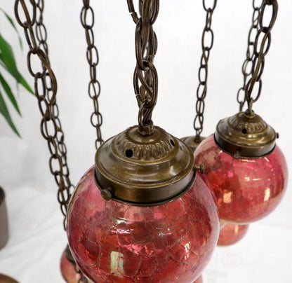 Ruby & Amber Globes on Chain Chandelier Light Fixture