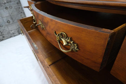 Antique Carved 4 Drawers Dresser w/ Large Beveled Swivel Clove Shape Mirror