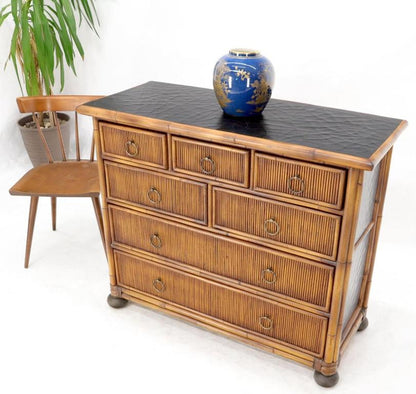 Rattan 7 Drawer Bachelor Chest of Drawers by Baker