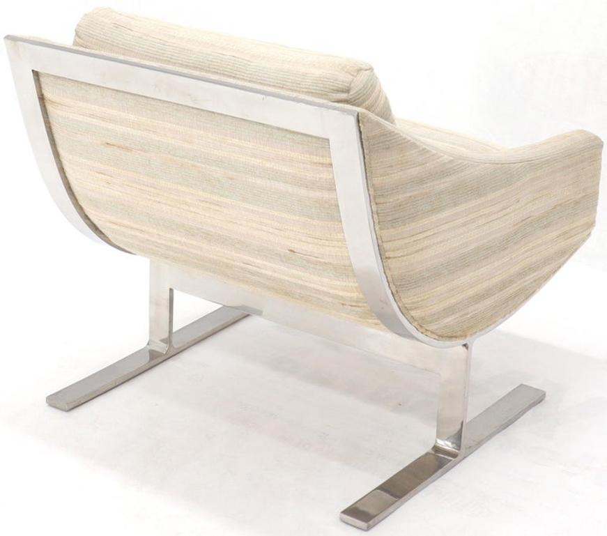 Heavy Stainless Steel Base Upholstered Scoop Lounge Chair