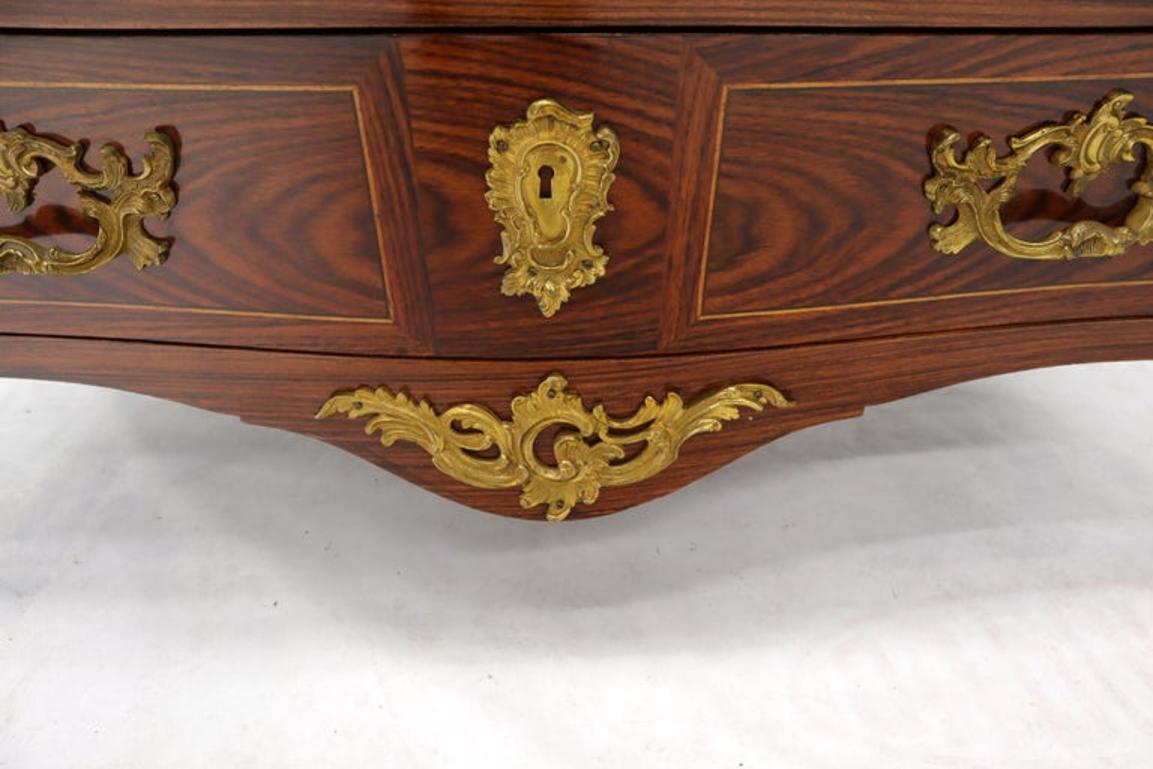 Bombe French Marble Top Bronze Ormolu Louis XV Style 4 Drawers Dresser Commode