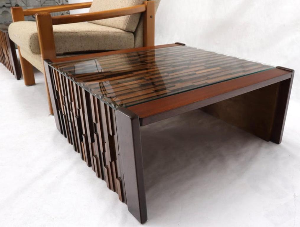 Pair of Percival Lafer Coffee Table Brazilian Rosewood Exotic Wood Mosaic