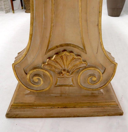 Enamel Decorated Marble Top Dining Table on Carved Gold Lyre Shape Pedestals