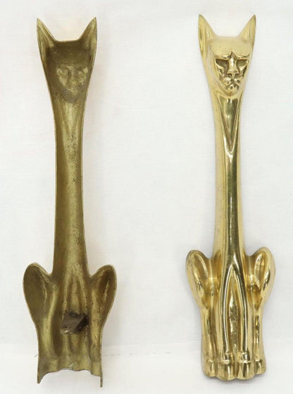 Pair of Brass Andirons Modern Deco Arts & Crafts