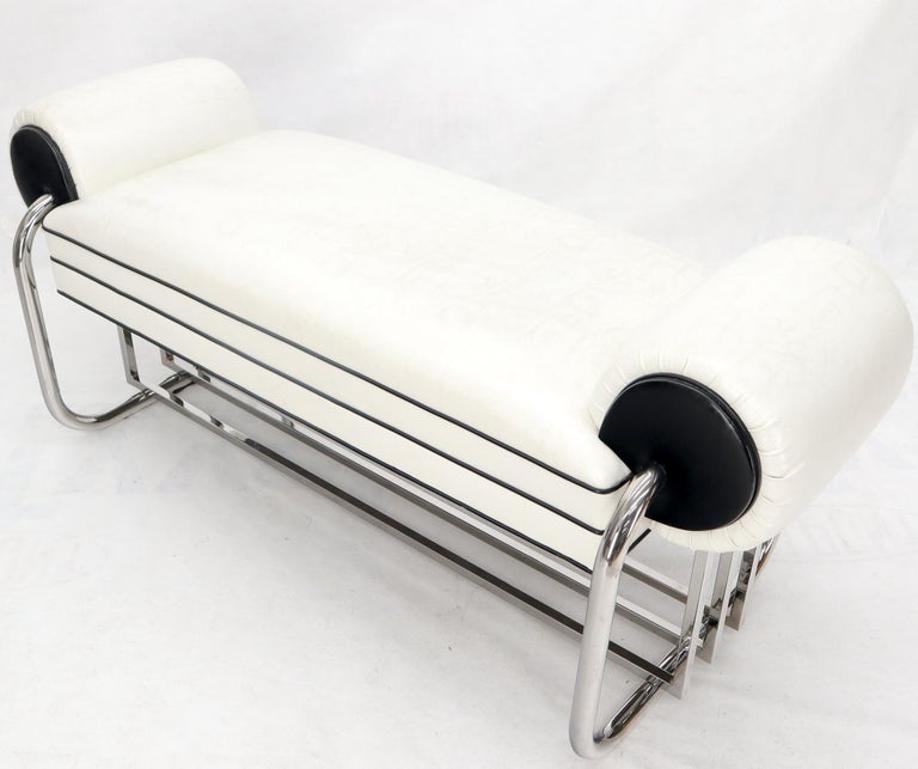 Bauhaus Chrome Bent Tube Black and White Upholstery Bench