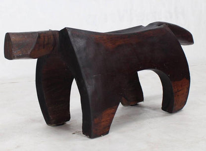 Folk Art Heavy Carved Log Bench Rhinoceros Sculpture