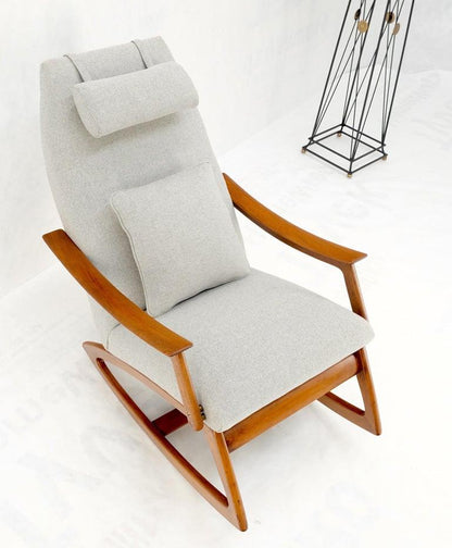 New Wool Upholstery Danish Mid-Century Modern Rocking Lounge Arm Chair Mint!