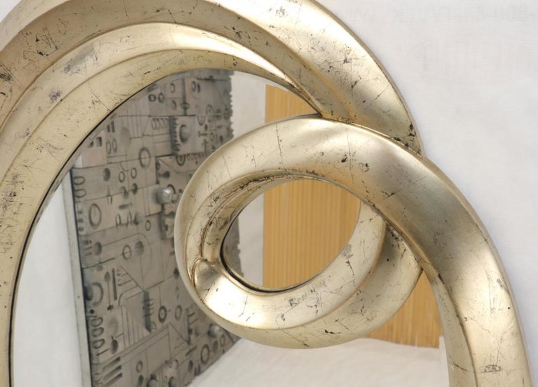 Oval Art Nouveau Style Silver Leaf Mirror