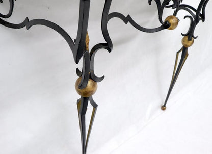 Wrought Iron Figural Marble Top Console Wall Gold Decorated Mirror Set