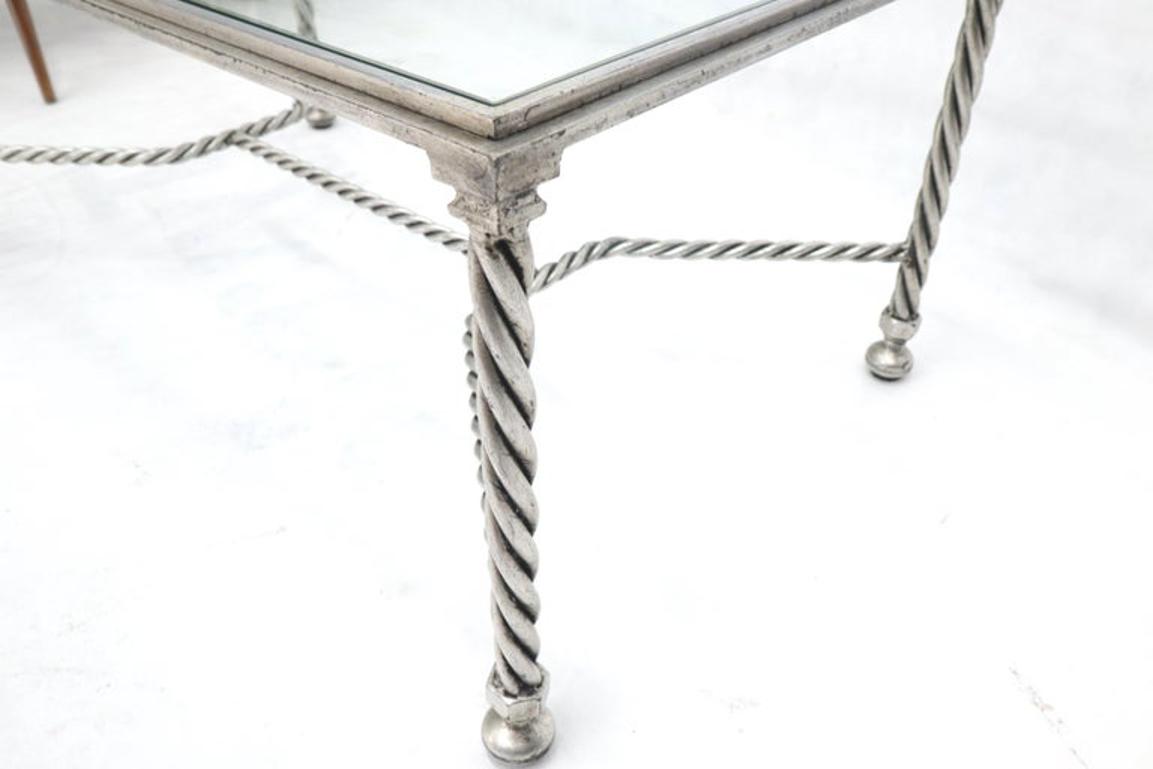 Forged Metal Twisted Rope Effect Silver Gilt Base Rectangle Coffee Table