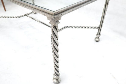 Forged Metal Twisted Rope Effect Silver Gilt Base Rectangle Coffee Table