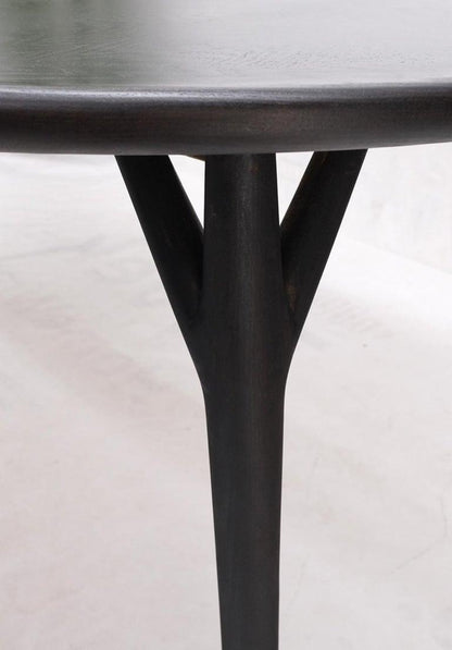 Round Mid Century Ebonized Oak Dining Table w/ Two Leafs Jack Van der Molen MINT