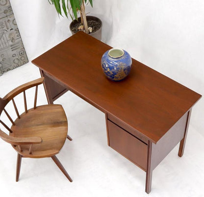 Danish Mid Century Modern Petit Single Pedestal Desk Two Drawers