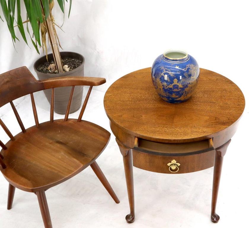 Queen Ann Walnut One Drawer Lamp Side Table Stand by Baker