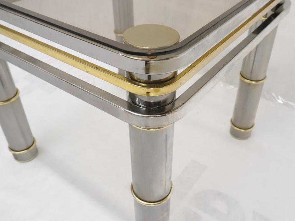 Chrome Brass Smoked Glass Side End Coffee Table Stand