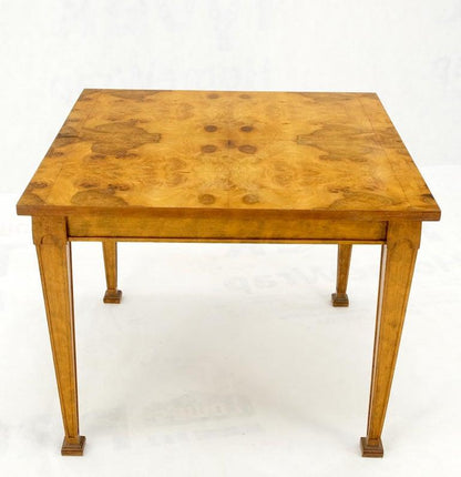 Square Mid-Century Modern Burl Wood Top Side End Table Stand Stunning Pattern