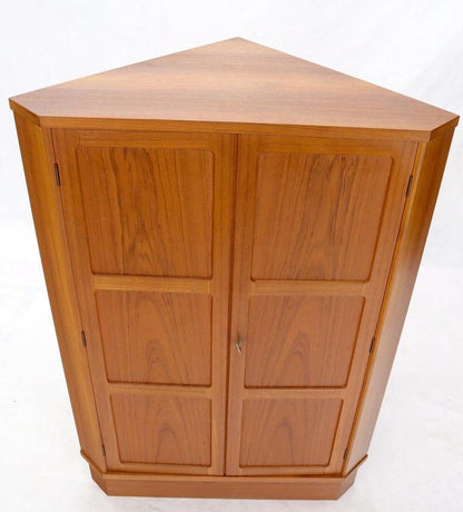 Danish Teak Corner Storage Liquor Cabinet Bar