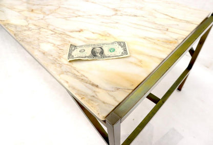 Brass Frame Marble Top Rectangular Coffee Table McCobb Attributed