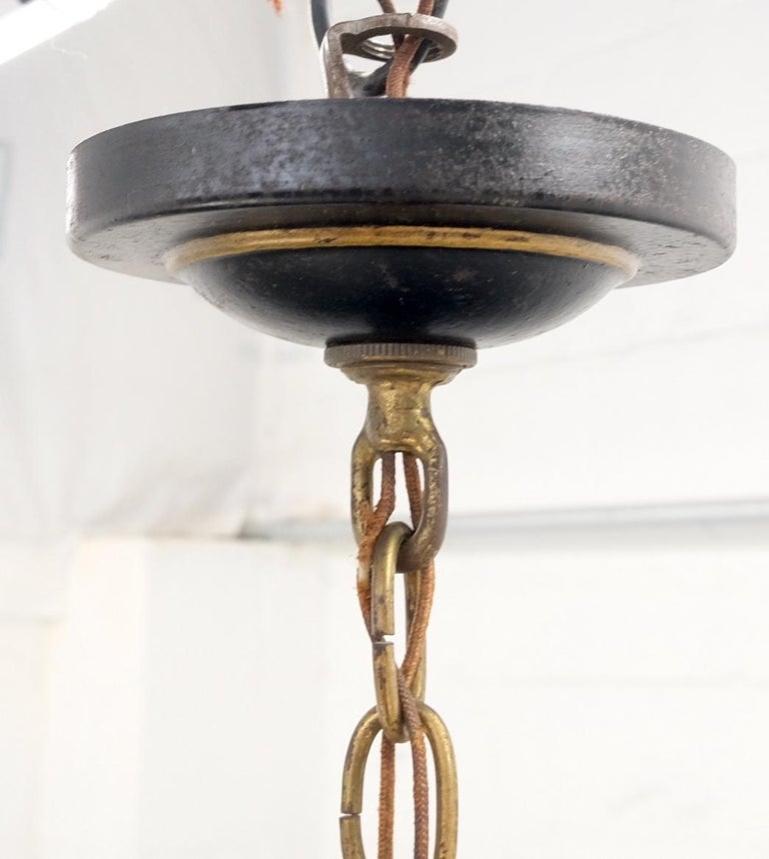 Solid Brass 6 "Candles" Chapman Ceiling Light Fixture Chandelier Mid Century