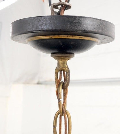 Solid Brass 6 "Candles" Chapman Ceiling Light Fixture Chandelier Mid Century
