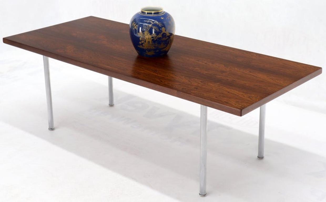 Hans Wegner Signed Rosewood Coffee Table on Chrome Cylinder Legs
