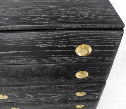 Five Drawers Cerused Oak Brass Hardware High Chest Dresser