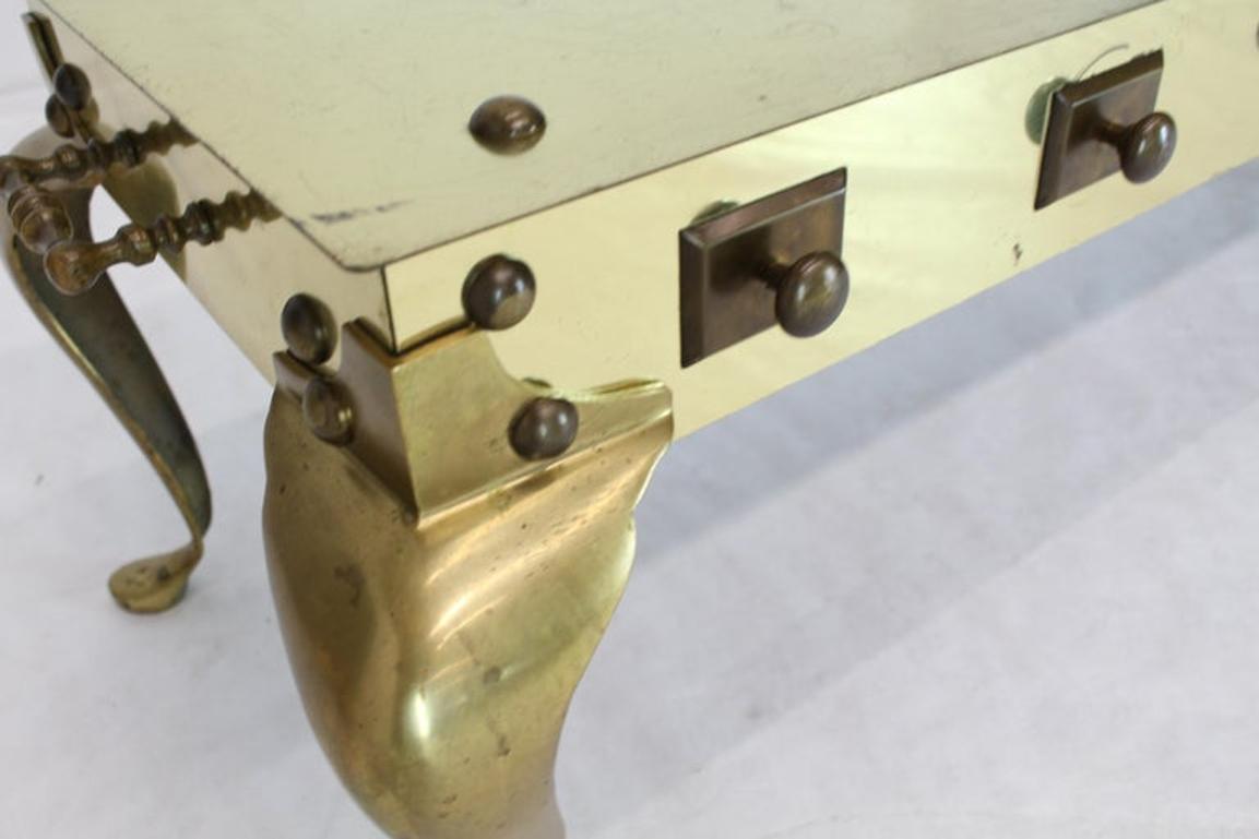 All Solid Brass Studded Rectangular Table with Carry Handles