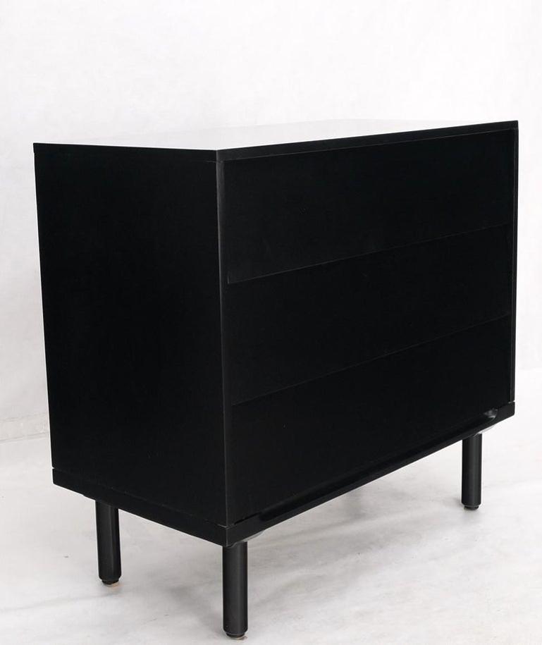Black Lacquer 3 Louver Drawers Dresser on a "Base" 2 Pieces Cabinet Credenza
