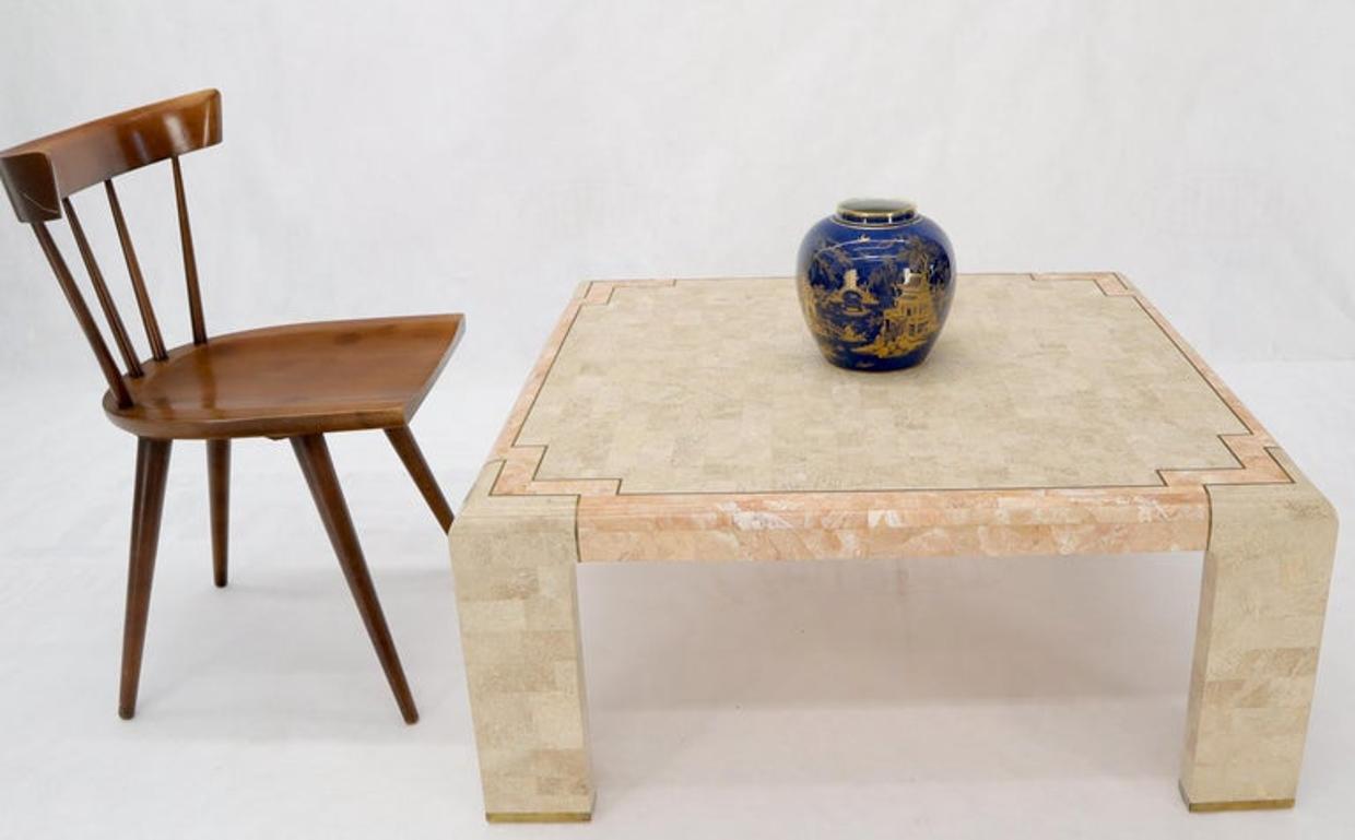 Tessellated Stone Brass Inlay Square Coffee Table