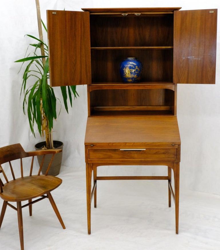 Mid-Century Modern Walnut tall Secretary Desk Bookcase