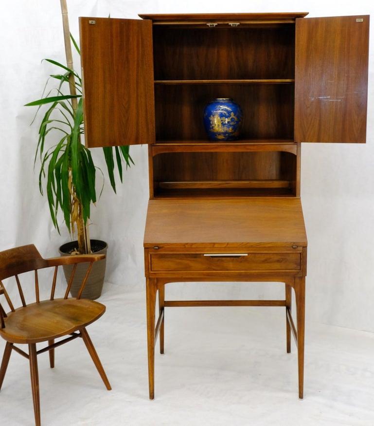 Mid-Century Modern Walnut tall Secretary Desk Bookcase