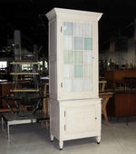 Two Part Step Back Painted White Faux finish Cupboard Vitrine