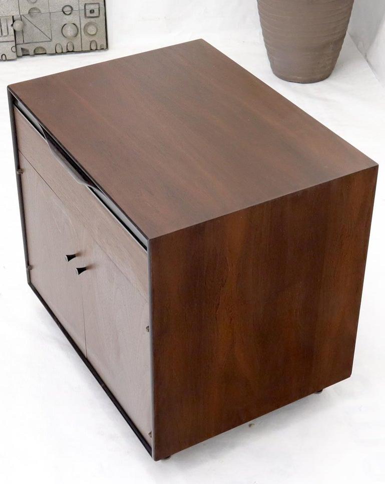 John Stuart Walnut One Drawer Two Doors Compartment End Table Nightstand