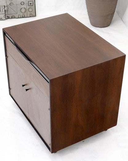 John Stuart Walnut One Drawer Two Doors Compartment End Table Nightstand
