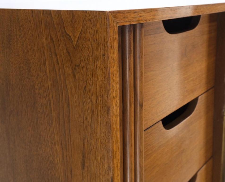 Walnut Tambour Doors Brass Hardware Serpentine Front 8 Drawers Dresser MINT!