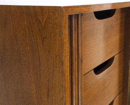 Walnut Tambour Doors Brass Hardware Serpentine Front 8 Drawers Dresser MINT!