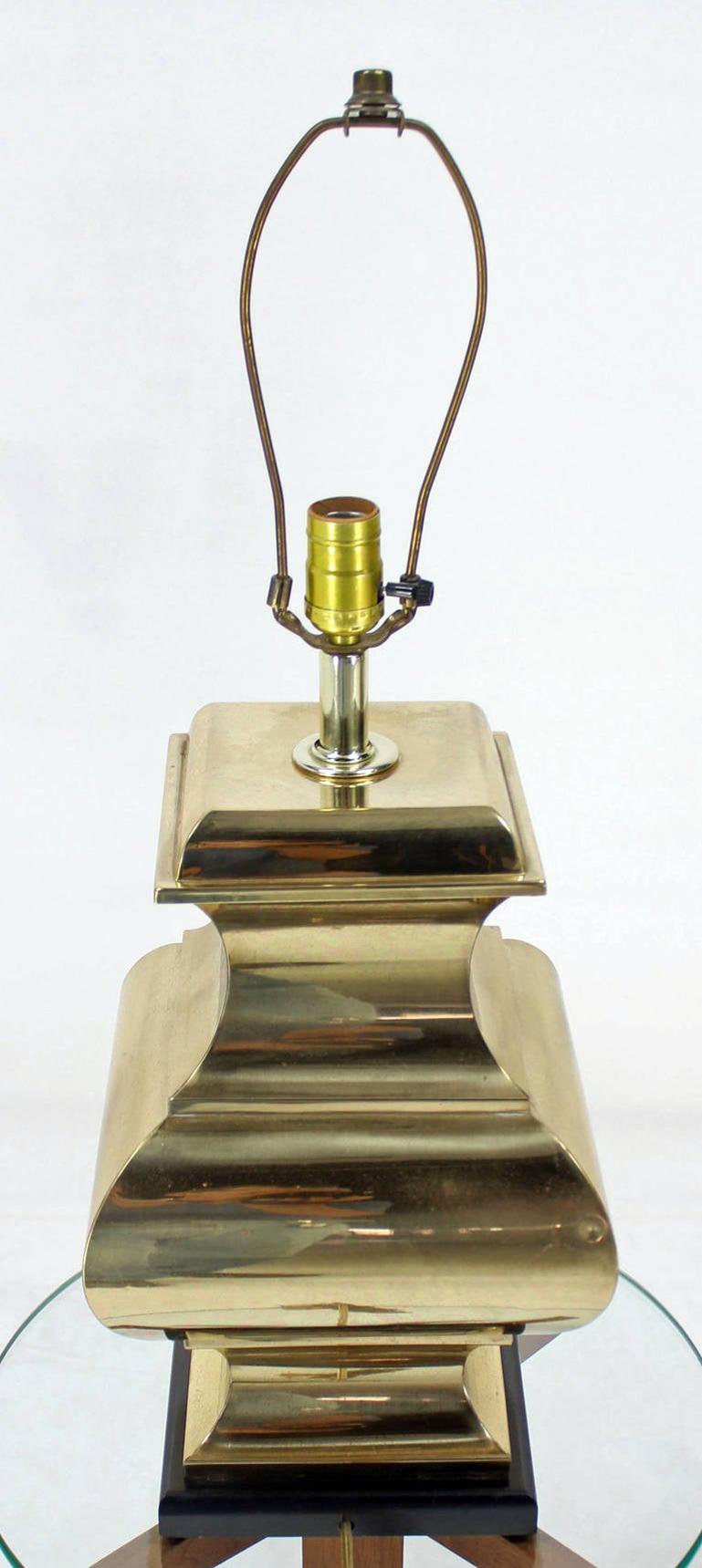 Pair of Modern Polished Brass Table Lamps