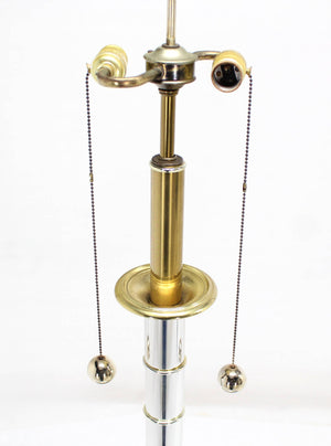 Faux Bamboo Chrome and Brass Table Lamp