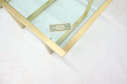 Brass Frame Shape Base Glass Top Rectangular Coffee Table