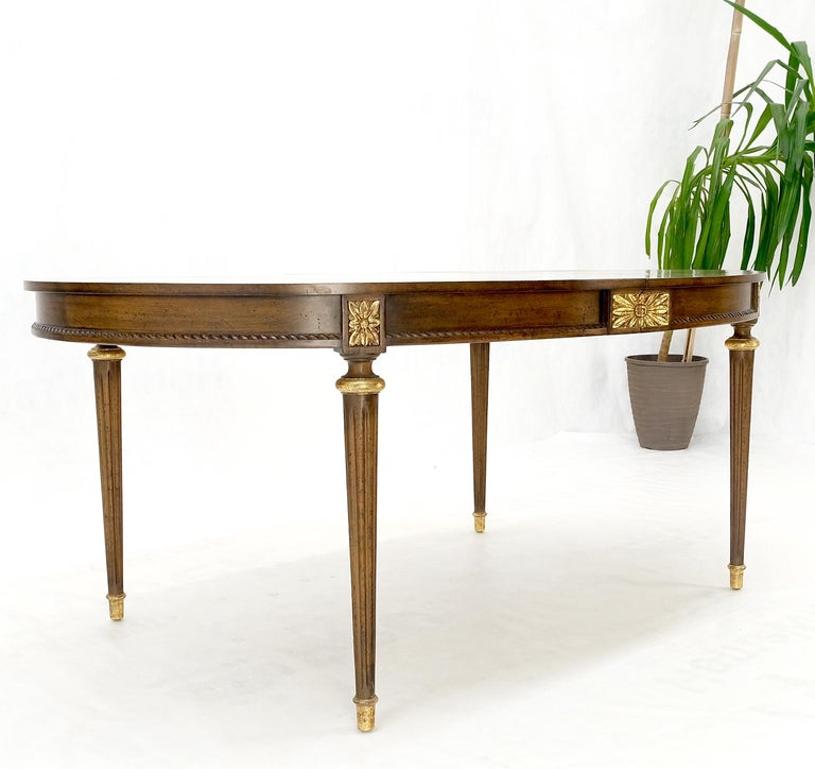 Fluted Baker Oval Three Leaves Gold Rossetts Large Dining Conference Table MINT!
