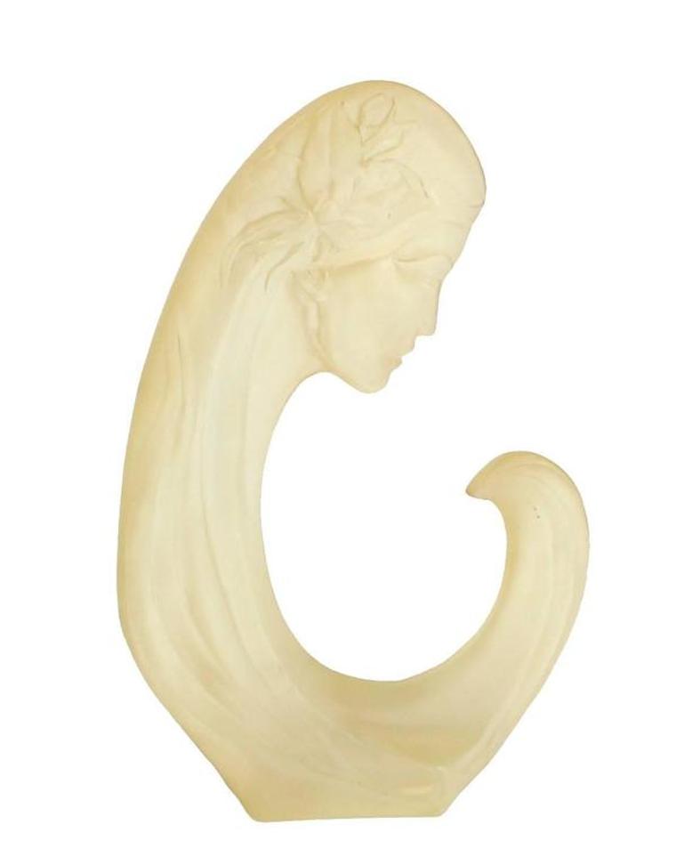 Carved Lucite Sculture of a Woman Face