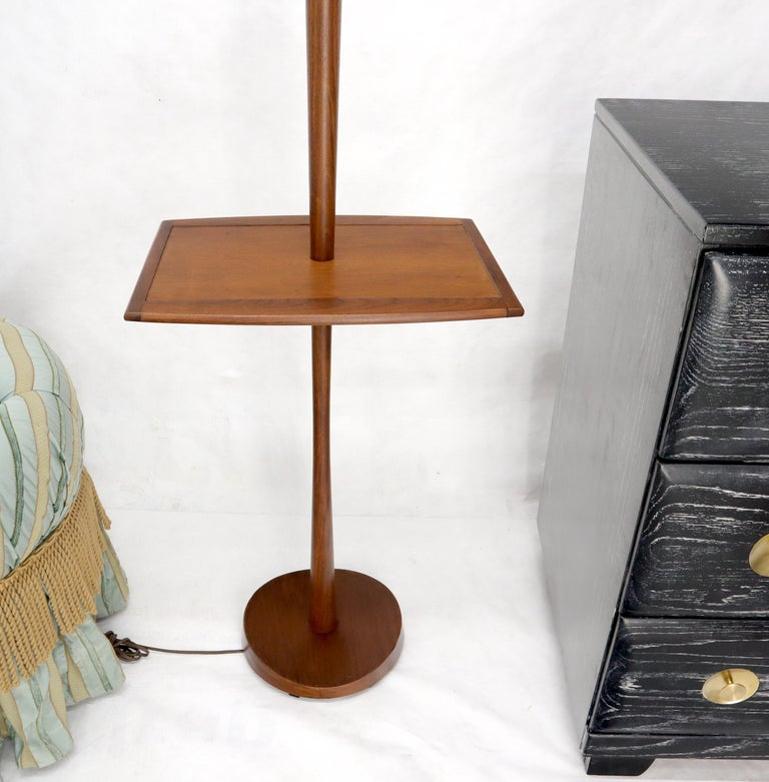 Solid Oiled Walnut or Teak End Side Table Tapered Base Floor Lamp