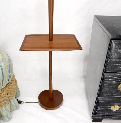 Solid Oiled Walnut or Teak End Side Table Tapered Base Floor Lamp
