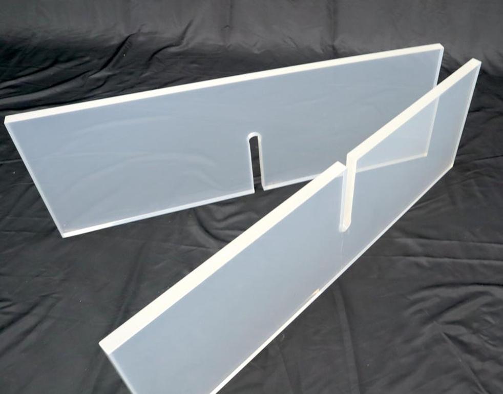 Frosted Lucite X-Base Glass Top Square Coffee Table